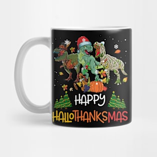 Happy Hallothanksmas Thanksgiving Dinosaur T-rex Turkey Mug